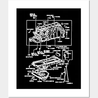 2JZ-GE JDM Supra Engine Exploded Blueprint Posters and Art